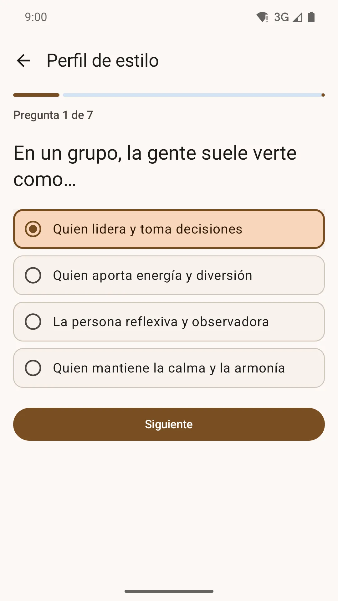 Preguntas del perfil de estilo